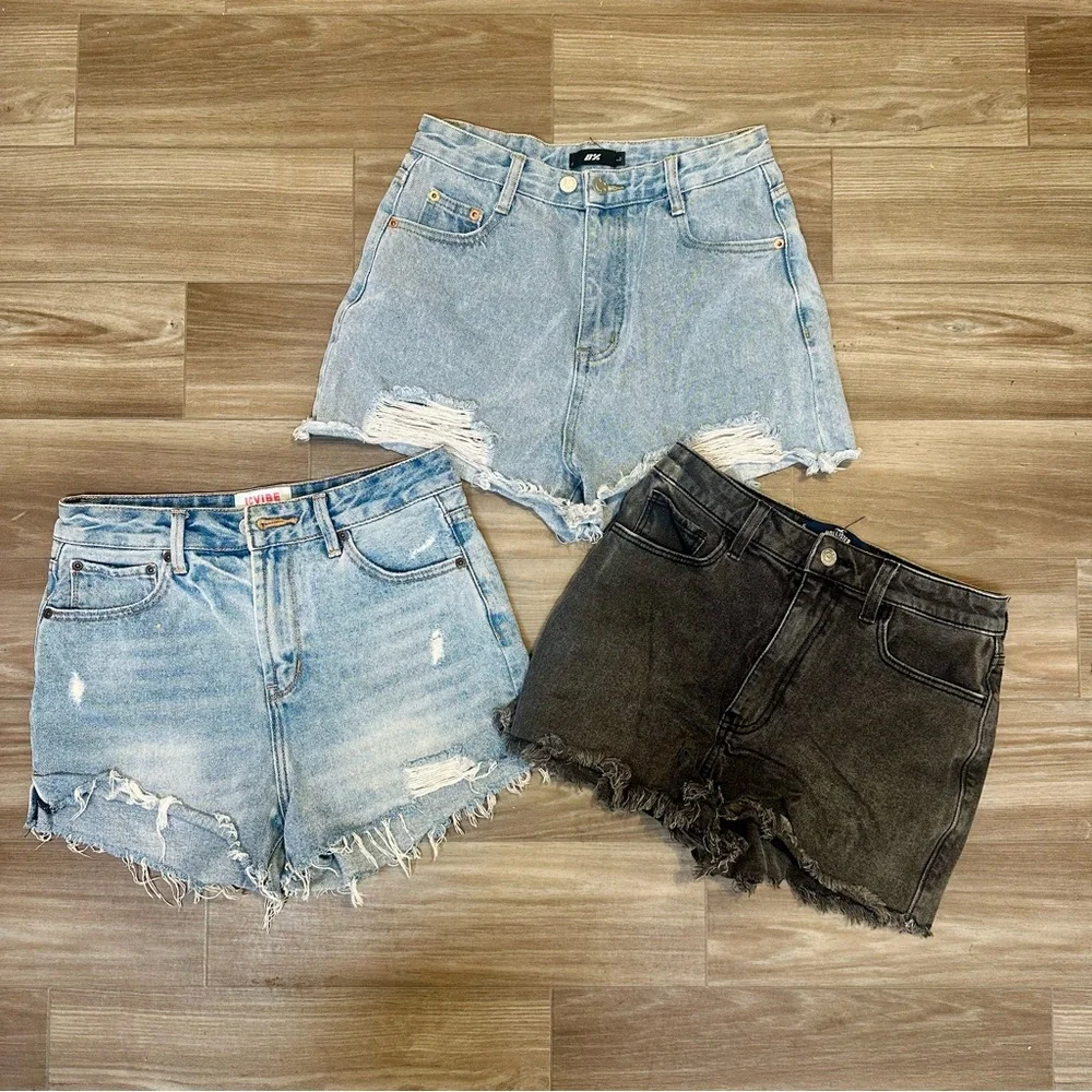 Bundle of 3 Cutoff 100% Cotton Denim Jean Shorts, Size 27, Women/Juniors - Picture 1 of 5
